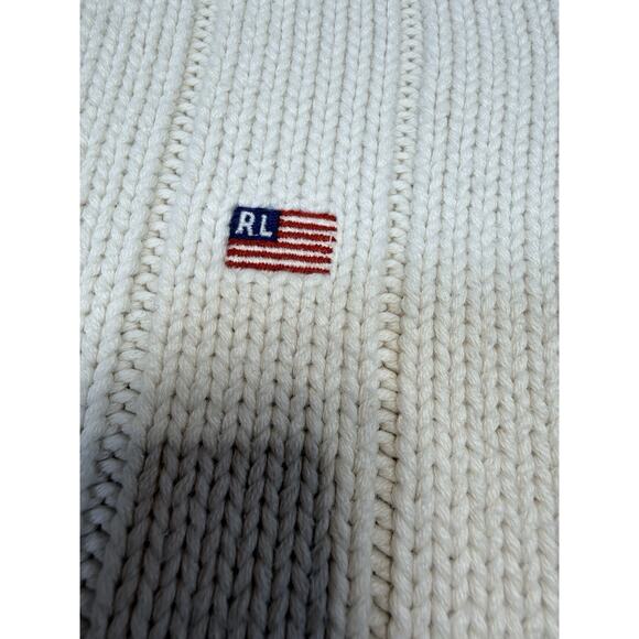 Polo Jeans Ralph Lauren Vintage 1/4 Zip Ribbed Knit Sweater Cotton XL Cream - Picture 3 of 12